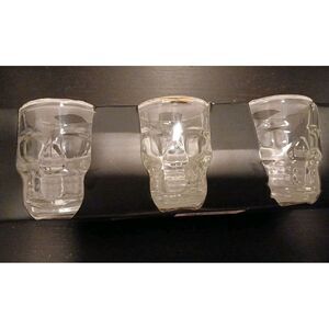 NEW Set of 6 Skull Shaped Clear Glass‎ Shot Glasses, party, Halloween goth #88B5